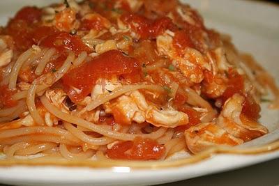 спагетти с куриным филе 