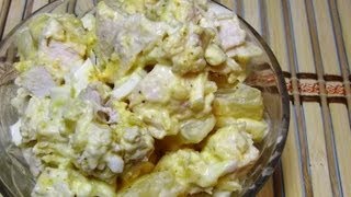 Салат из Курицы с Ананасом видео рецепт