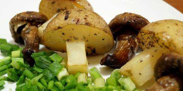 Куриное филе с грибами в сметанном соусе в духовке с картошкой